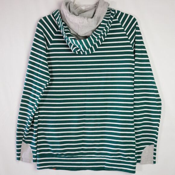 Ampersand Ave Womens Size M Green Striped Gray DoubleHood Sweatshirt - Picture 9 of 14